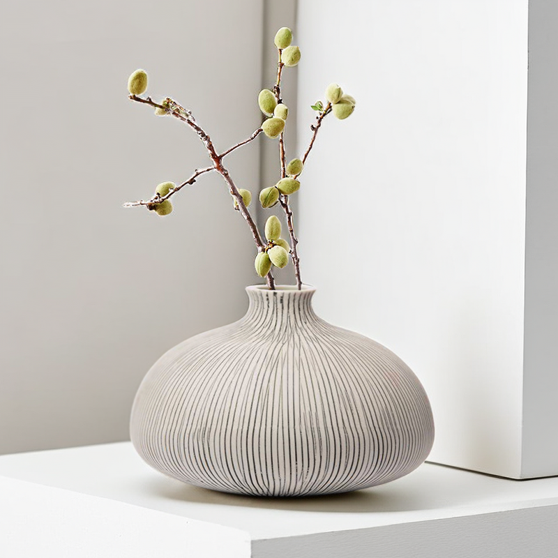 Medium creative circular ceramic vase with hydroponic green plant vase flower arrangement accessories table decoration